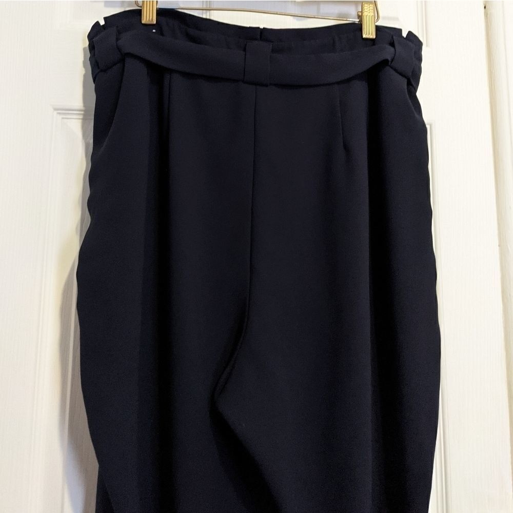 Express High Waisted Paperbag Ankle Pant Navy Plus - Picture 8 of 9